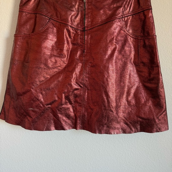 Sandro Red Metallic Sheep Leather Mini Skirt Size: 3 - Picture 7 of 14